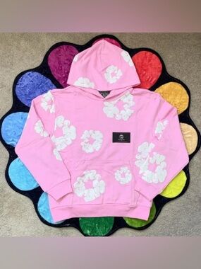Men's Pink Floral Graphic Hoodie - Branded Pullover